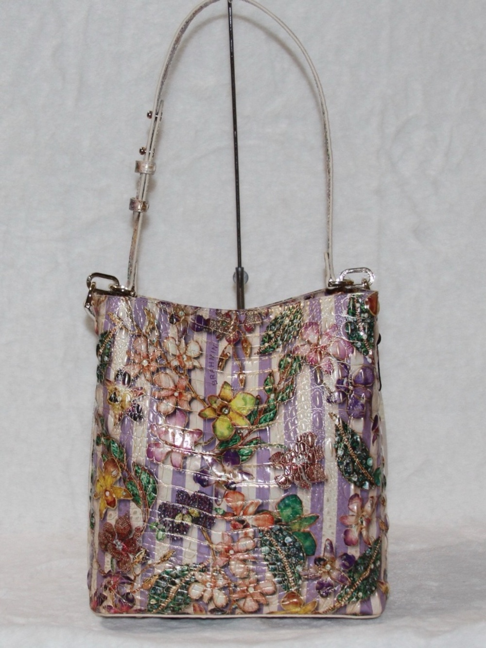 NWT BRAHMIN Celina Bucket Bag Floral Pinstripe Petals Melbourne